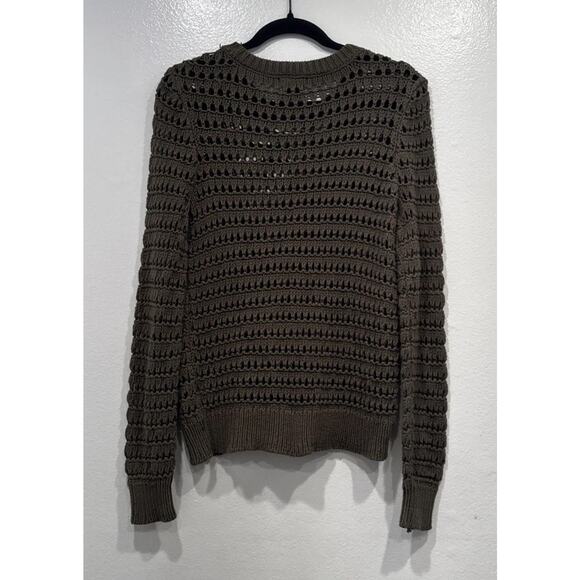 Halogen Green Crochet Sweater Women’s Size Small Long Sleeve Knit Modern Minimal - Picture 6 of 7